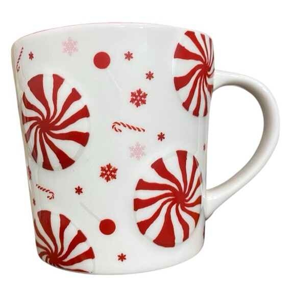 Starbucks Coffee Holiday 2007 Mug Cup Raised Peppermint Candy 16 oz - Picture 1 of 5